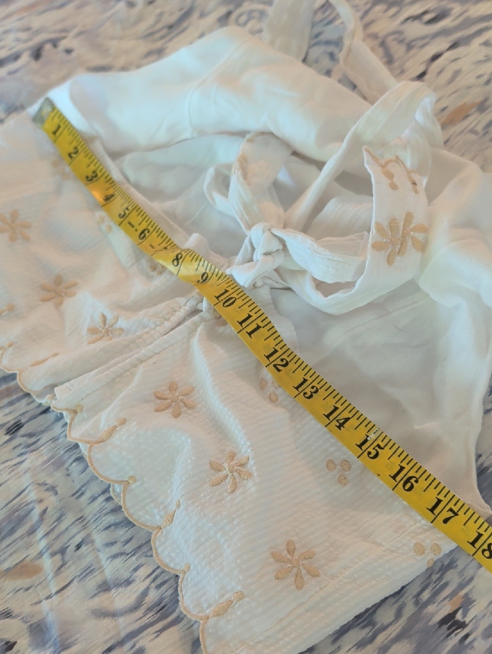 Free People NWOT Kayla Tie Back Embroidered Top in Plain White Combo sz LRG - Picture 8 of 14